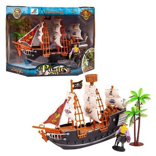 Корабль пиратский с фигуркой пирата и аксессуарами, в коробке
