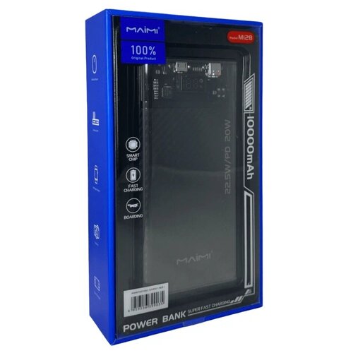 Прозрачный Powerbank Maimi Mi28 10000 mAh, 2 USB 22.5W черный