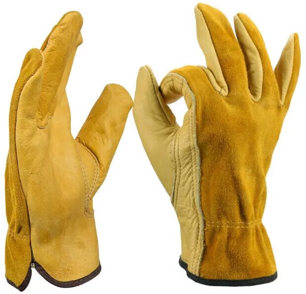 Рабочие садовые защитные перчатки кожаные , размер M - фотография № 3
