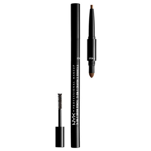 NYX professional makeup Карандаш для бровей 3-In-1 Brow Pencil, оттенок 03 soft brown