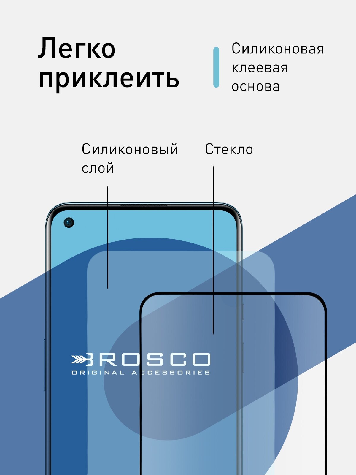 Защитное стекло ROSCO для OnePlus 9 OnePlus 9R и OnePlus 8T (Ван Плюс 9 9Р и 8Т) Прозрачное закаленное с олеофобным покрытием с черной рамкой