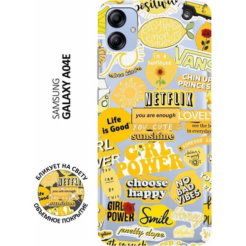 Силиконовый чехол с принтом Hippie Stickers для Samsung Galaxy A04e / Самсунг А04е силиконовый чехол на samsung galaxy a04e самсунг а04е с 3d принтом shut down прозрачный