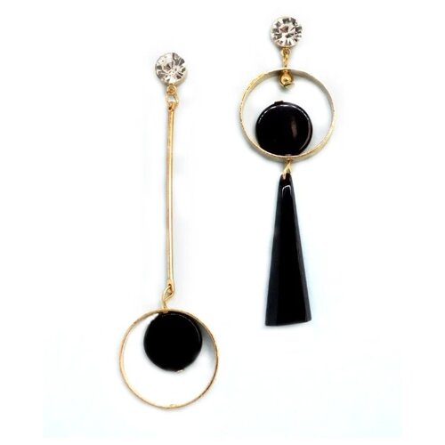 фото Длинные серьги с геометрическими фигурами (замок-гвоздик, бижутерный сплав, золотистый) 52683 otokodesign