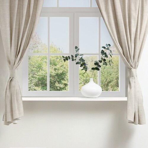 Шторы для кухни Доляна Душевная кухня 146х180 см - 2 шт подхваты - 2 шт 50 хлопок 50 пэ 2928₽