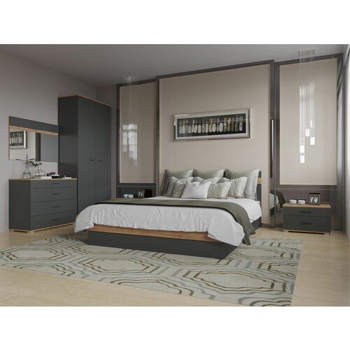 Спальня Афина композиция 2 Крафт золотой/Антрацит