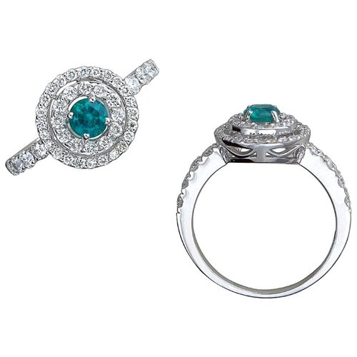 фото Эстет кольцо с бриллиантами и изумрудом из белого золота 01к625251-2, размер 18