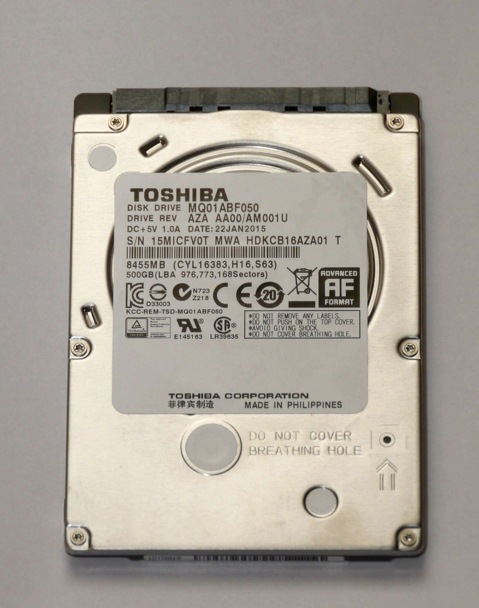 Внутренний жесткий диск Toshiba MQ01ABF050 500 Гб