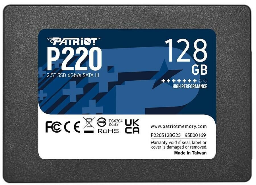 SSD накопитель Patriot P220 2.5 SATA III 128Gb (P220S128G25)