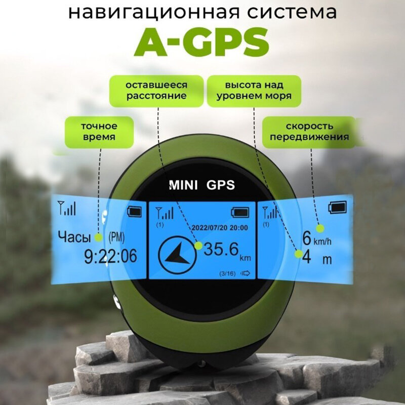 GPS Компас туристический с возвращателем, Электронный цифровой компас GPS-Mini