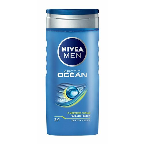 Гель для душа мужской NIVEA MEN 2в1 Arctic OCEAN для тела и волос с морской солью, 250 мл.