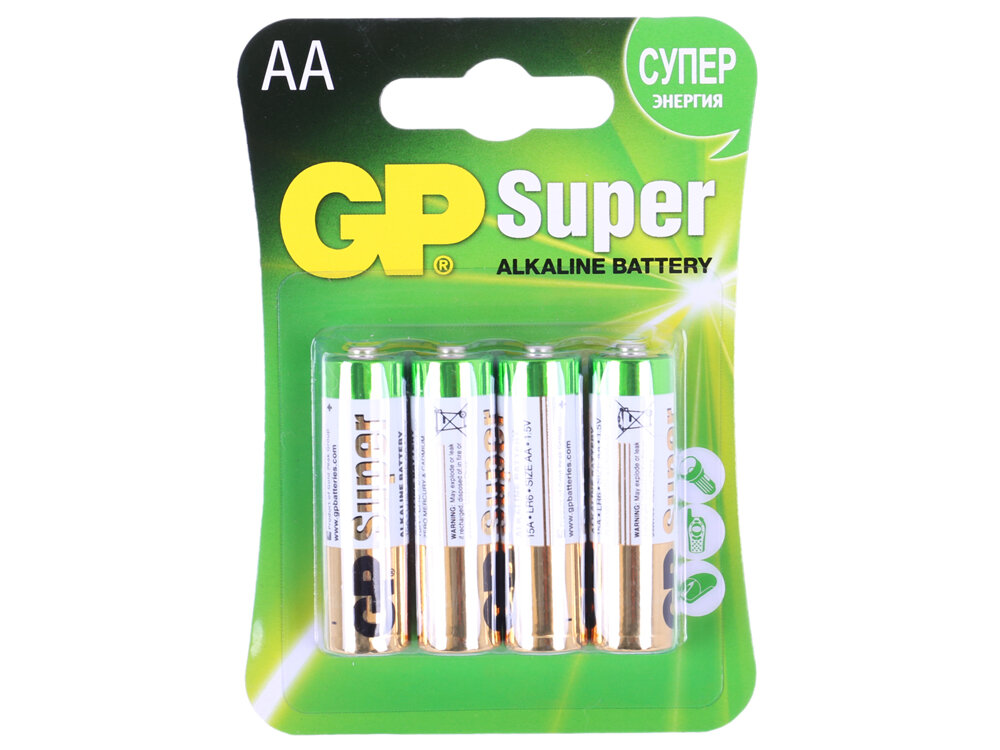 Батарейки алкалиновые GP GP15A-CR4 Super AA LR6 1,5В 4шт