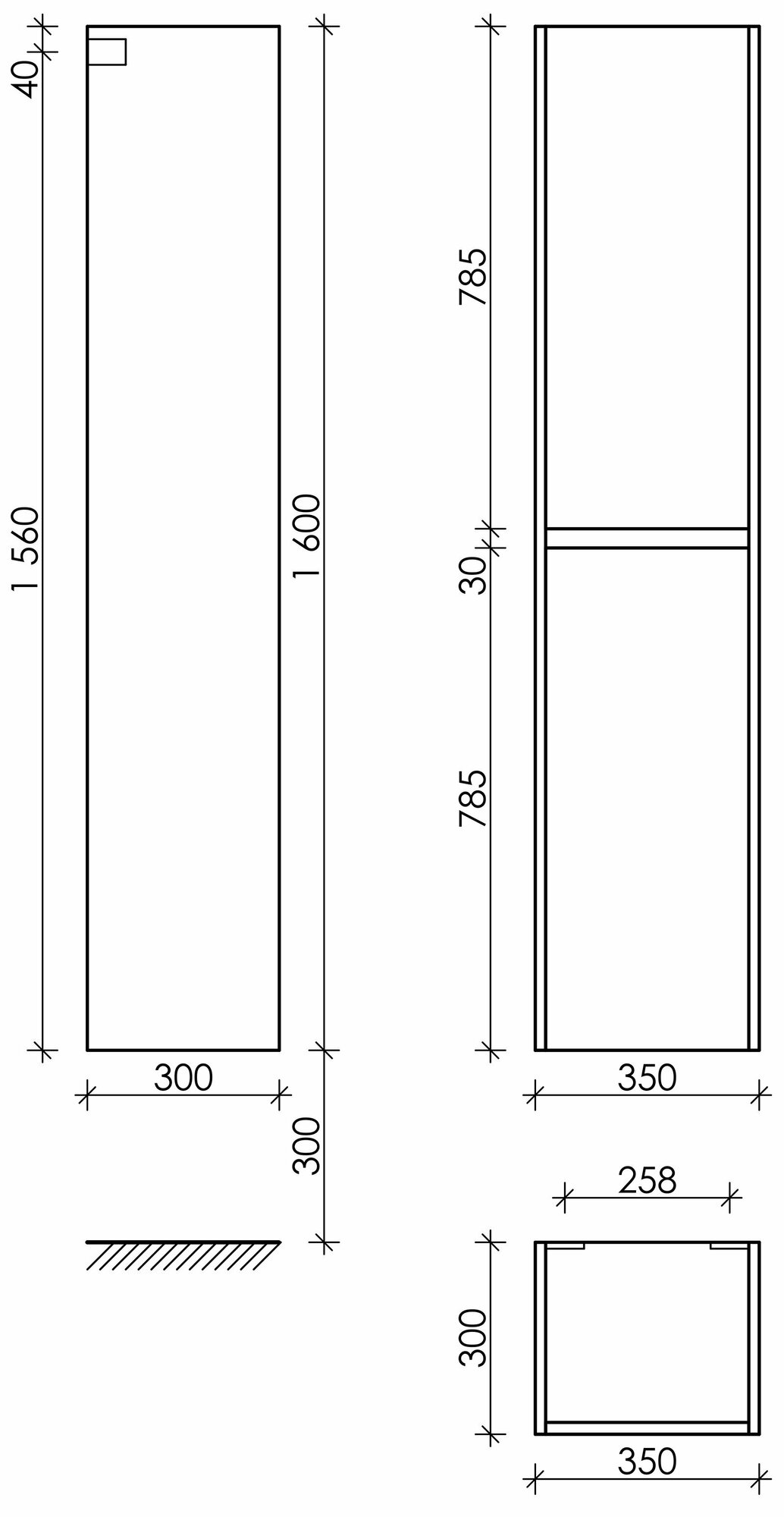 Шкаф-пенал SANCOS Libra подвесной белый глянец, 350х300х1600 мм, PLB35W - фотография № 4