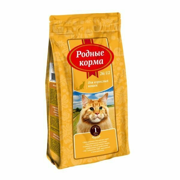 Родные Корма сухой корм для взрослых кошек, 1 русский фунт, с курицей, 409 г