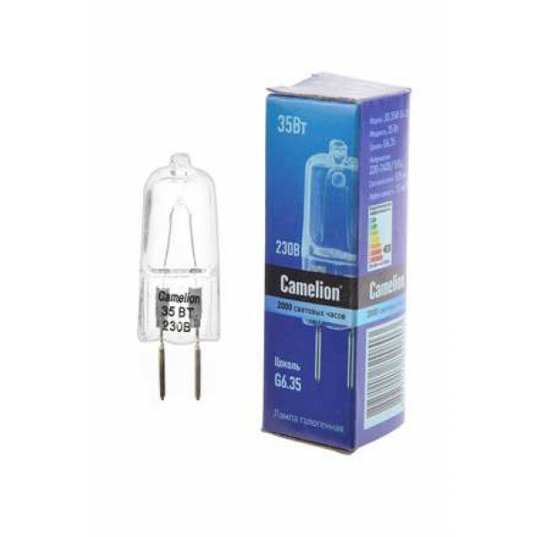 фото Лампа галогенная G 6.35 Camelion JD 220В 35Вт капсульная прозрачная арт.5203