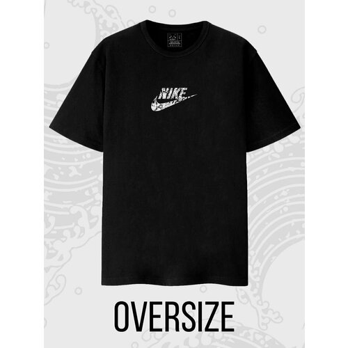 Футболка , оверсайз, хлопок, размер M, черный