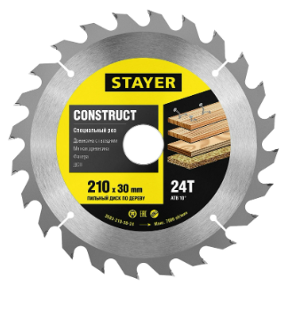 Пильный диск STAYER Construct 3683-210-30-24 210х30 мм