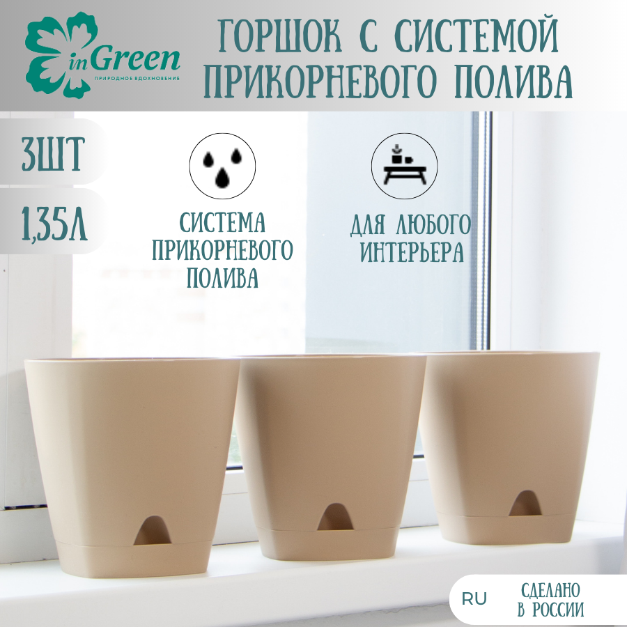 Горшок InGreen Amsterdam с поддоном