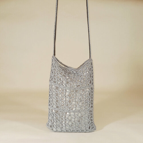 фото Сумка кросс-боди , фактура вязаная, серый, белый speranskaya