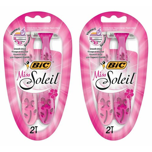 Bic Станок для бритья женский Miss Soleil, одноразовый, 2 шт, 2 упаковки станок bic miss soleil 4шт женский одноразовый колор