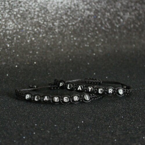 Комплект браслетов, акрил, 2 шт., размер 15 см, размер one size, белый, черный