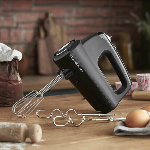 Ручной миксер Russell Hobbs 24672 Desire, электрический ручной венчик и насадки для замеса теста, матовый черный, 350 Вт