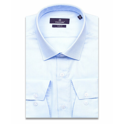 рубашка poggino размер xl 43 44 cm белый Рубашка POGGINO, размер XL (43-44 cm.), голубой