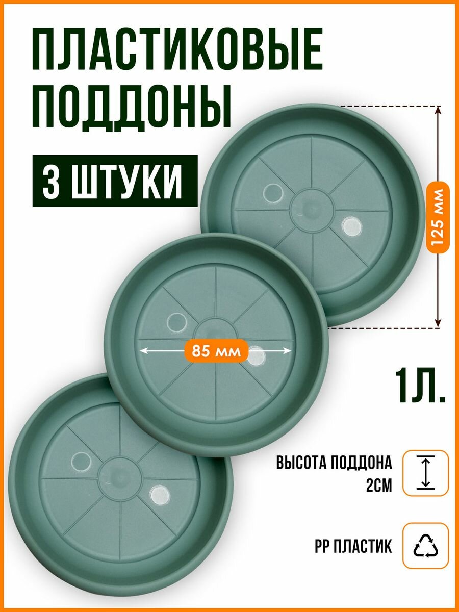 Поддон для горшка кашпо набор 3 шт. Подставка для цветов