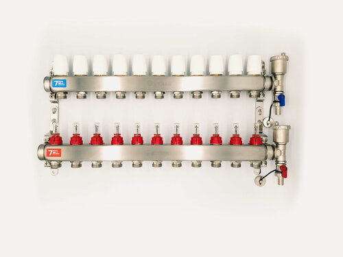 Изображение товара Коллектор для теплого пола VIEIR VR113-11A 1"x 11 выходов с расходомерами