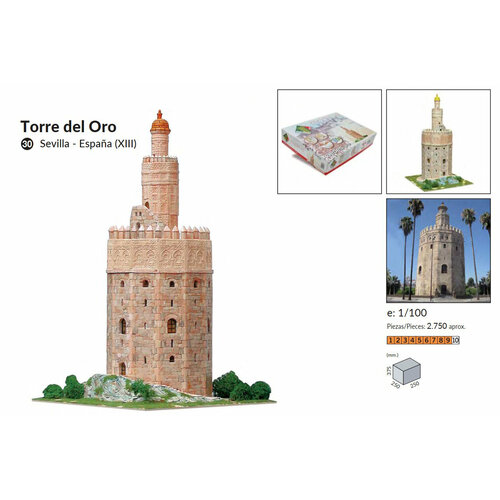 Башня Torre del Oro, 250х250х375, 2750 деталей, сложность 9/10, керамический конструктор Aedes Ars (Испания)