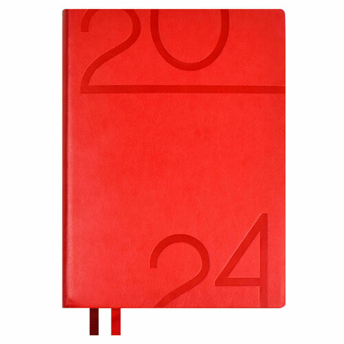 Ежедневник датированный 2024 А6+ (В6) мягкий переплет, красный цв срез