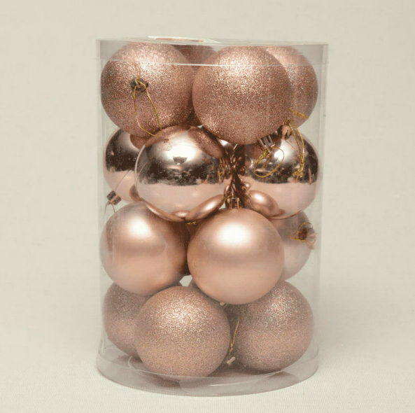 Набор шаров 8 см (16 шт, 3 вида), цвет розовое золото