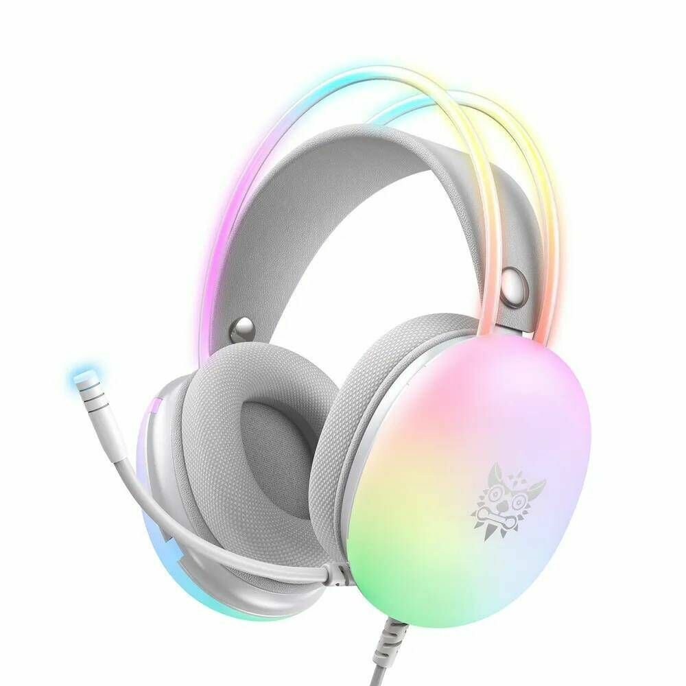 Игровые наушники ONIKUMA X25 Rainbow Spirit белые, с подсветкой — фото 12