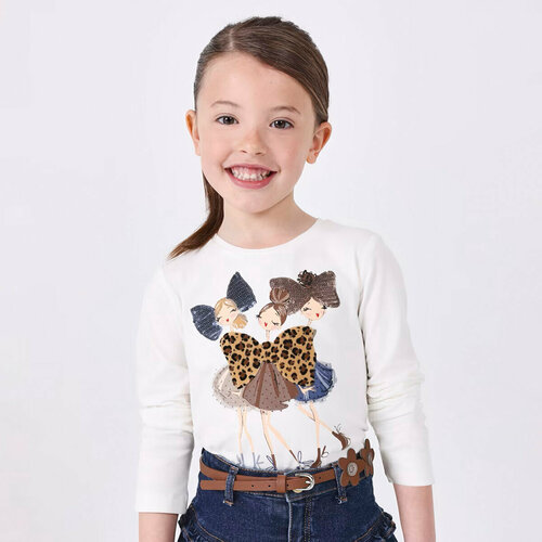 фото Лонгслив mayoral, размер 7 лет (122 см), белый