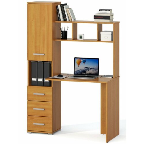 Стол компьютерный В-6 с надстройкой и стеллажом левый груша 13950₽