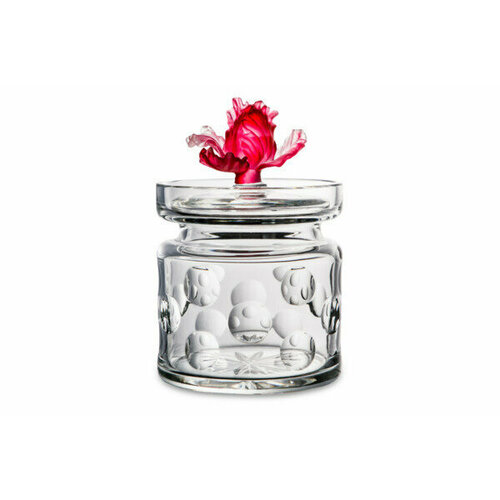 Конфетница с крышкой Cristal de Paris, пурпурный цветок