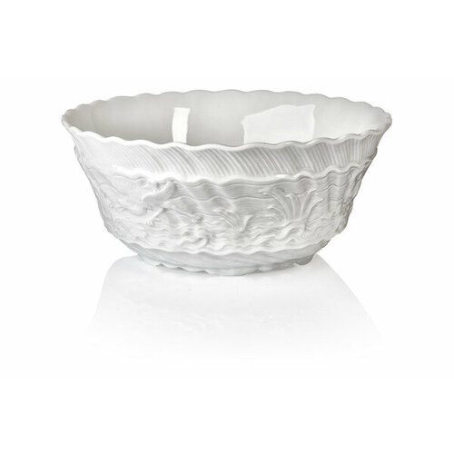 Салатник круглый Meissen Лебединый сервиз 18 см, белый рельеф