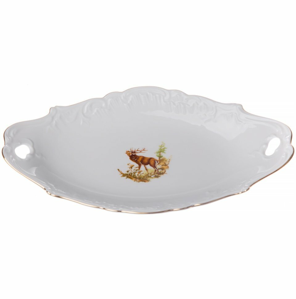 фото Блюдо 25 см овальное с ручками Cmielow "Рококо /Охота" / 148468
