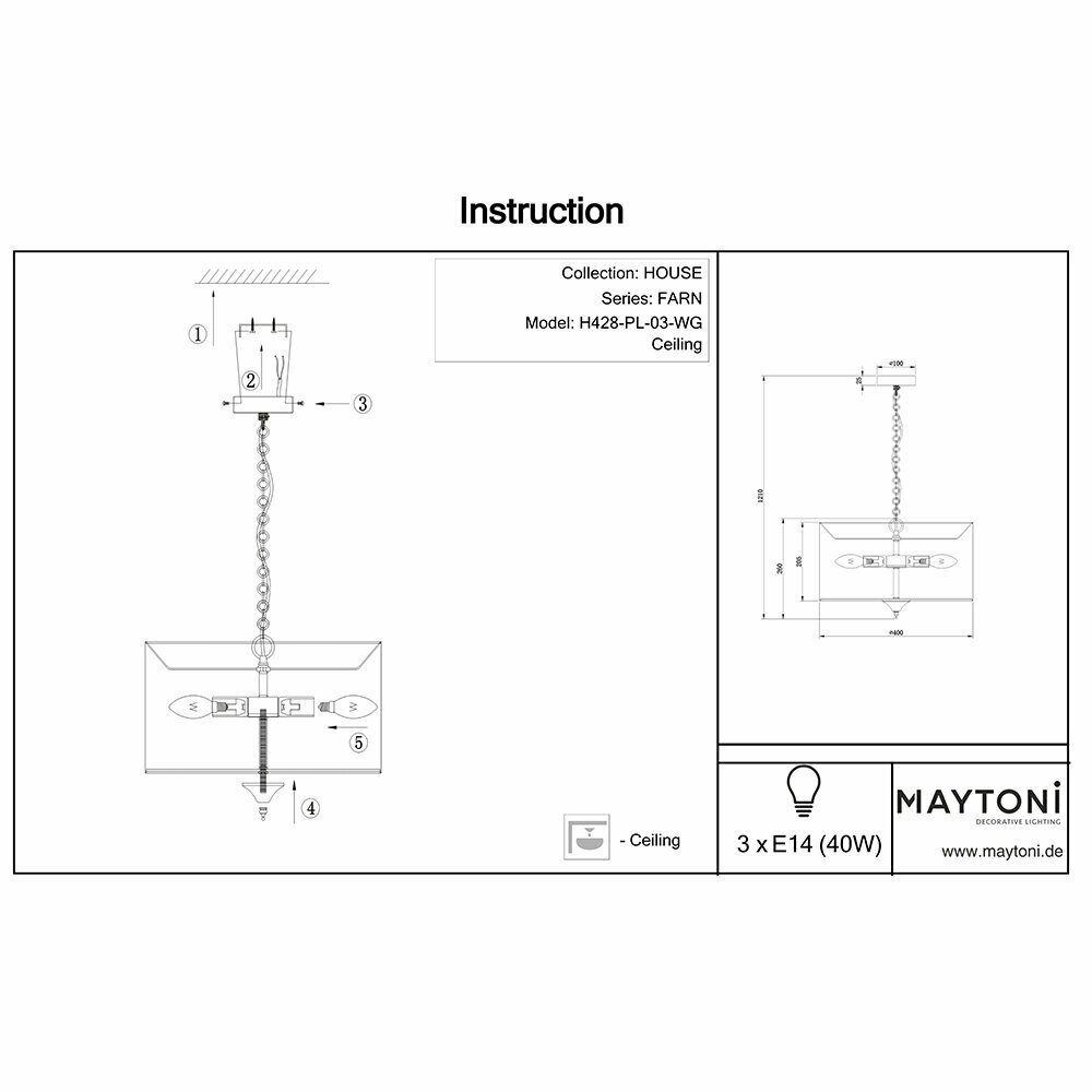 Люстра MAYTONI Farn H428-PL-03-WG, E14, 120 Вт, кол-во ламп: 3 шт., цвет: золото - фотография № 8