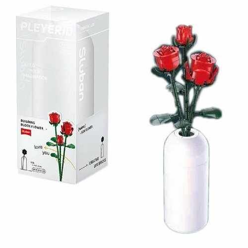 Конструктор серия Flowers Розы в вазе, 258 деталей, полимерные материалы - Sluban [M38-B1101-04] картина маслом розы в вазе степанова