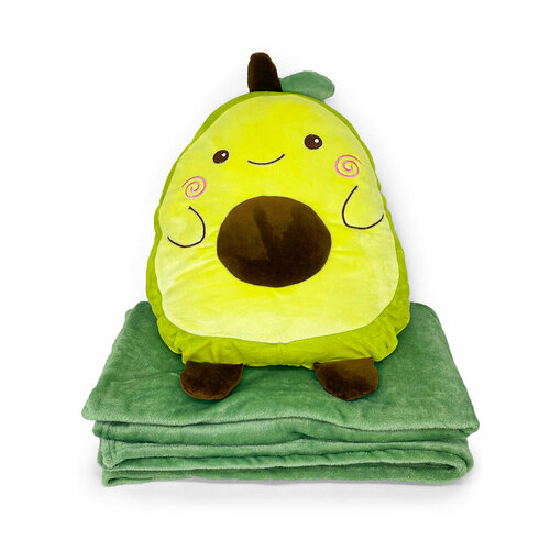 фото Мягкая игрушка-подушка авокадо с пледом 33 см mimis