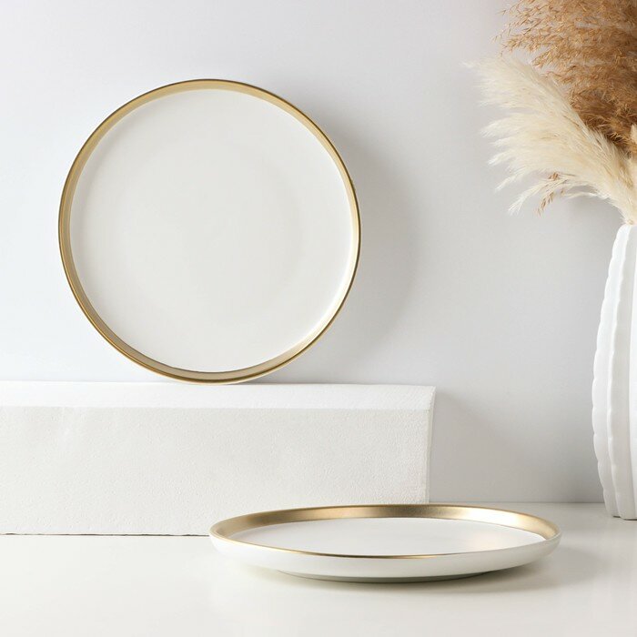 Набор фарфоровых тарелок «День», 2 предмета: d=25,5 см, цвет белый