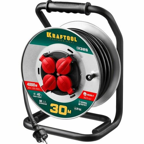 Силовой удлинитель на стальной катушке KRAFTOOL КГ 3х25 30м 4000Вт 15831₽