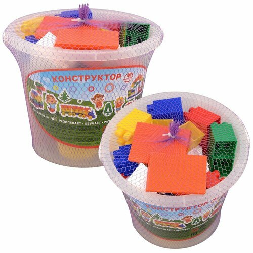 Конструктор Собери паровозик 45 деталей ведро Высота 18см NEW 1323₽