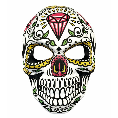 Карнавальная маска Санта Муэрте из ПВХ (бриллиант) / Маска День мертвых (Dia de los Muertos) / Маска для вечеринки Santa Muerte