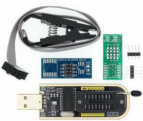 USB Программатор EEPROM с чипом CH341A для микросхем 24 и 25 серий с прищепкой