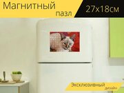 Магнитный пазл "Кошка, кошачий, милый" на холодильник 27 x 18 см.