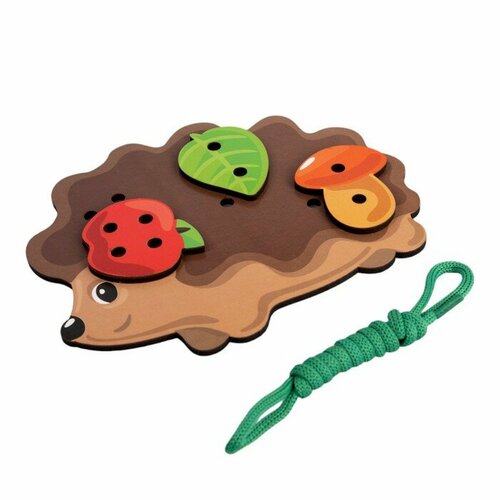 Шнуровка деревянная «Ёжик» деревянная игра шнуровка щенок детская логика
