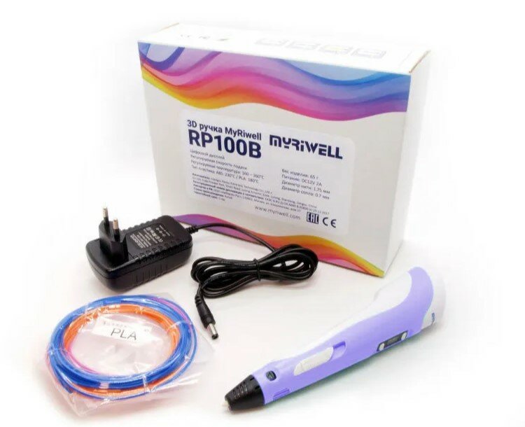 3D ручка Myriwell с дисплеем фиолетовая 2-е поколение RP-100B-PU