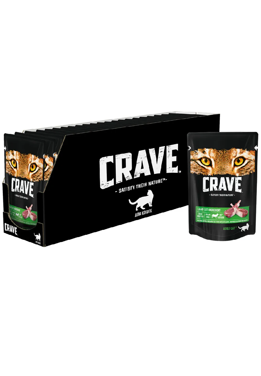 Crave паучи для кошек Ягненок 70г (30 паучей)