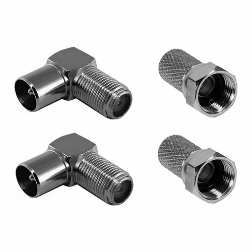 Штекер телевизионный TVF угловой с антенным F-разъемом для кабеля комплект 2 шт 349₽